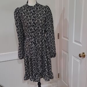 Grace Karin Black and White Printed Long Sleeve Dress